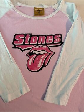 Rockware Pink & White Long Sleeve Raglan Graphic Tee